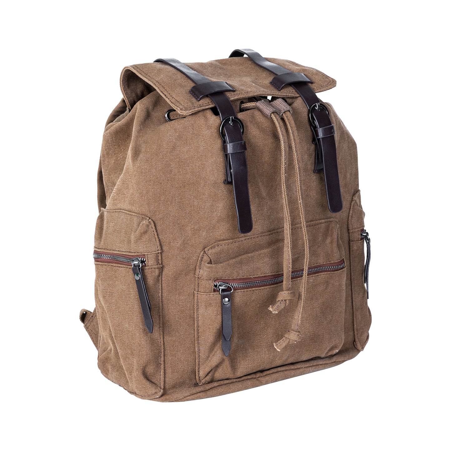 Cango Canvas Backpack with Adjustable Leather Straps