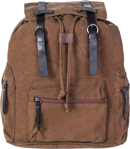 Cango Canvas Backpack with Adjustable Leather Straps