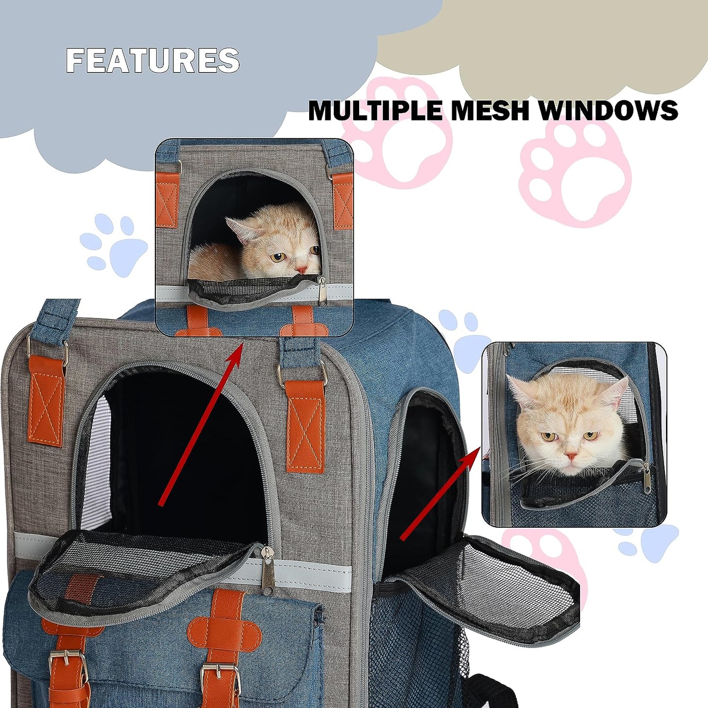 Cango Pet Carrier Backpack for Small Medium Cats Dogs Puppies with Breathable Mesh, Pet Carrier for Travel and Hiking (FALL COLLECTION)